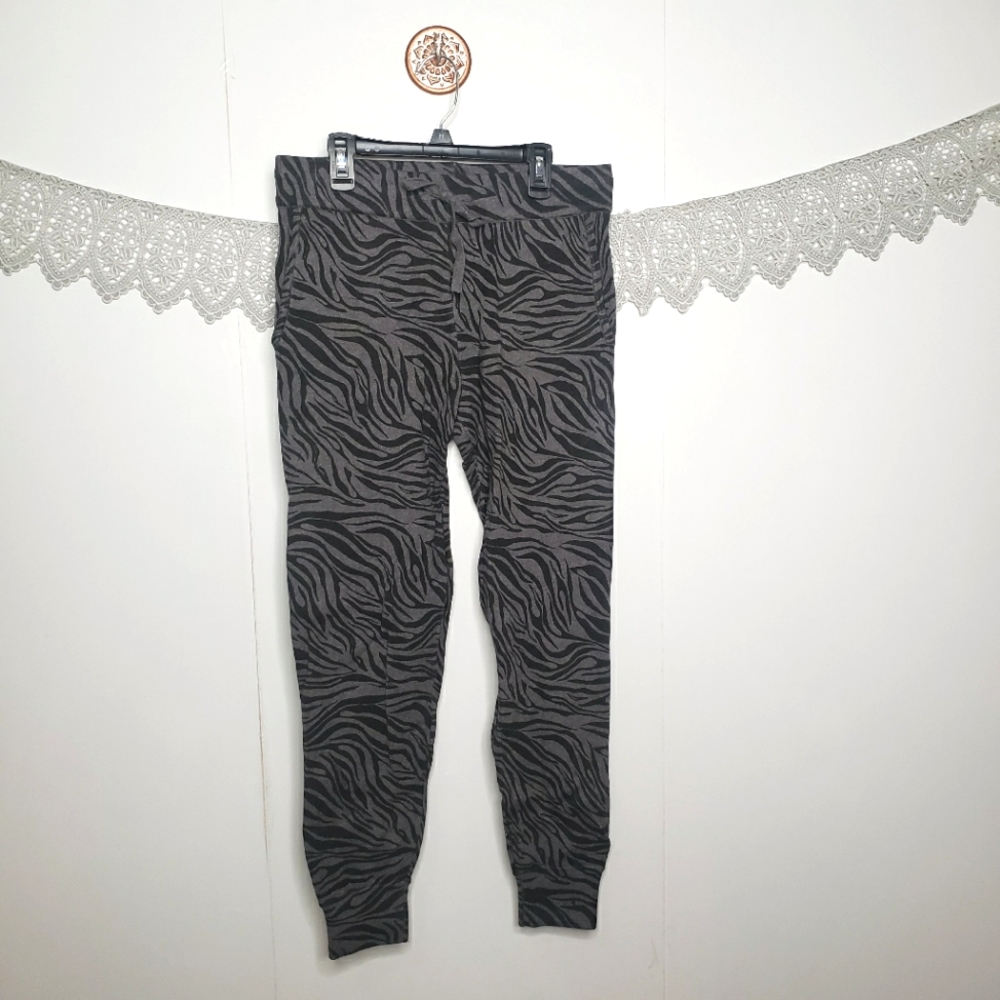 Monrow zebra print Grey Black jogger Style sweatpants NO SIZE TAG
